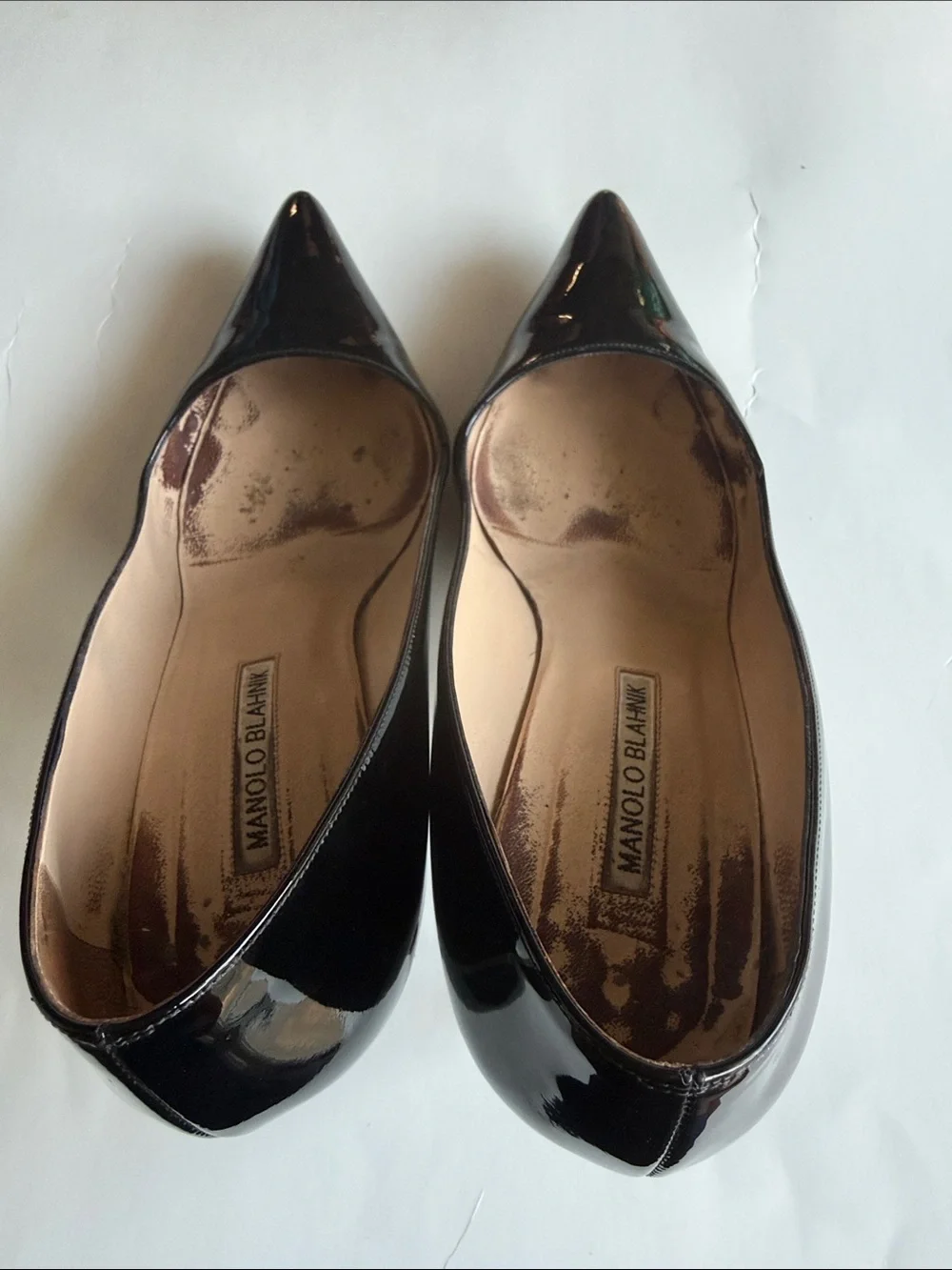 Manolo Blahnik Black Leather Pumps Heel size 39.5 US 9.5
